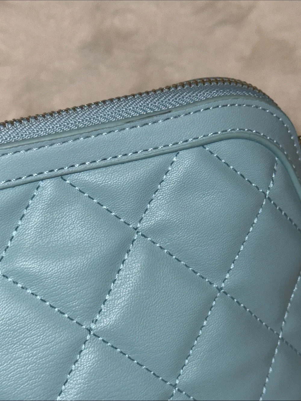 Badgley Mischka Quilted Light Blue Crossbody with Gold Hardware
